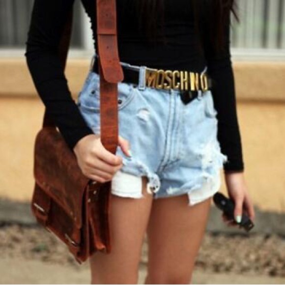 Moschino Gold Logo Buckle Black Leather Belt Size 75 NWT Sleek Black main image 10